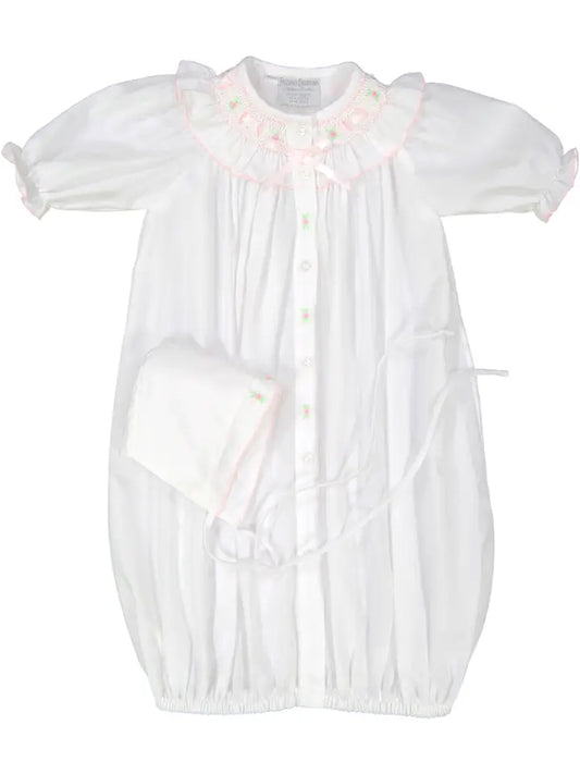 Preemie Ribbon Ruffle Smocked Take Me Home Gown with Hat