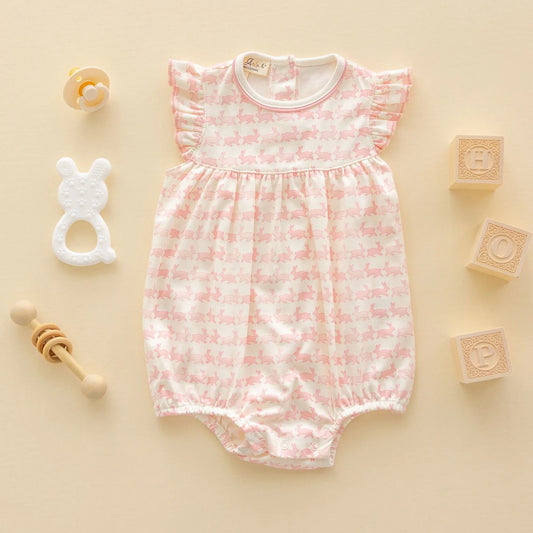 Pink bunnies leaping bubble