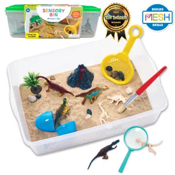 sensory bin dino dig