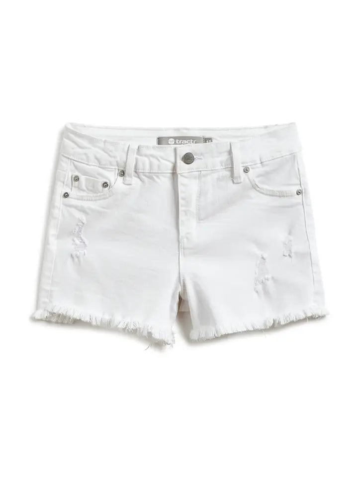 white fray shorts
