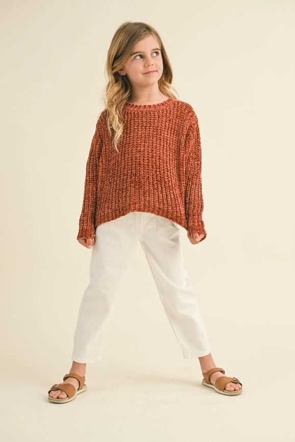 Chenille Pullover Sweater-Rust