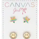 Rainbow star and smiley earring set