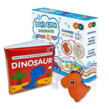 Color changing bath time book and toy set-Dinoasur