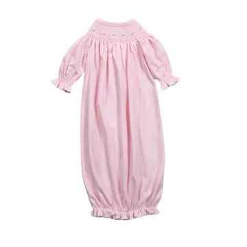 Pink hand smocked bishop gown