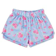 Ditsy floral plush shorts