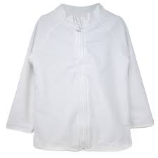 White front zip swim shirt