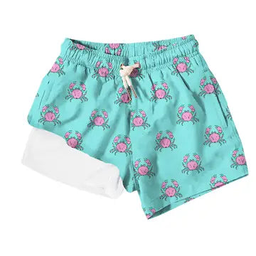 Pink Crabs swim trunks