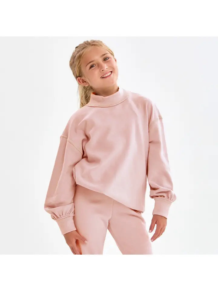 Dusty coral Mock Neck Sweatshirt