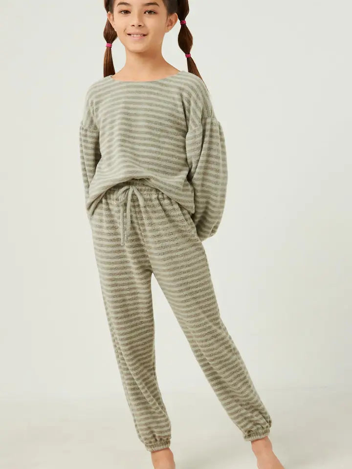 Girls Brushed Stripe Knit Top