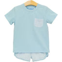 Lt. Blue Gingham Madden Short Set