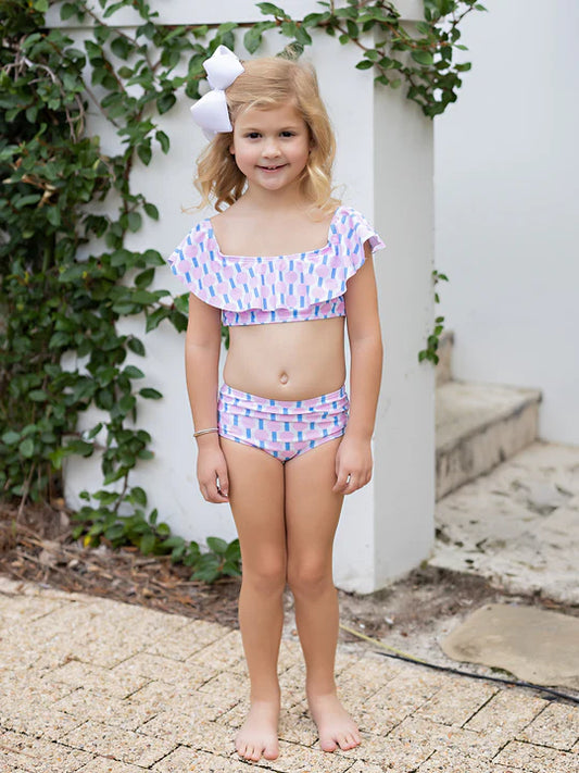pink n blue dot tween two piece