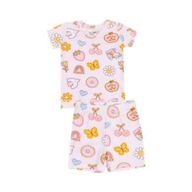 Groovy vibes Stickers- Pink loungewear short set