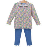 Floral 1/4 zip pullover set