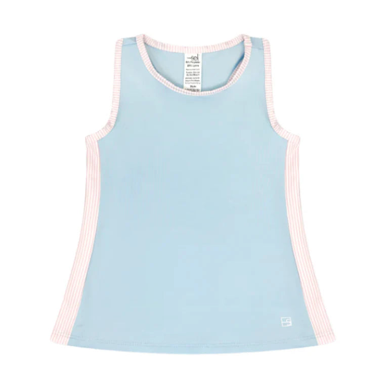 Nicole tank- Cotton candy blue, pink ministripe