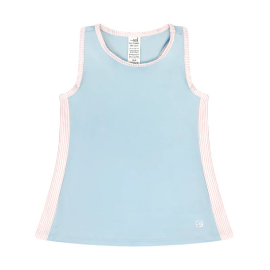 Nicole tank- Cotton candy blue, pink ministripe