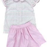 Cece Skirt Set, Pink Floral Cord