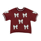 Maroon and white Bow Top